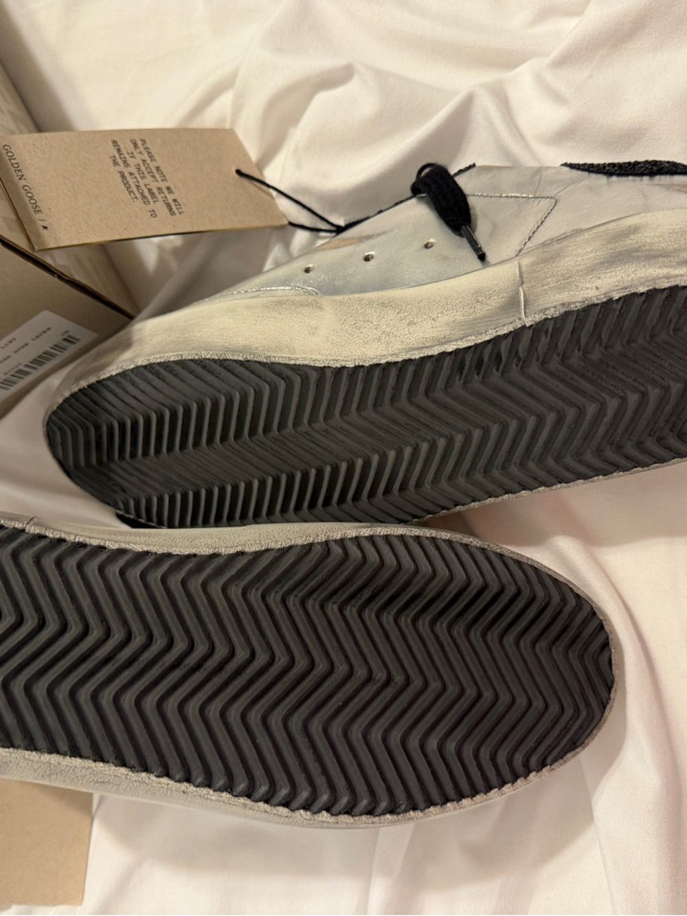 Golden Goose Silver & Black Glitter Star Sneakers - Picture 6 of 6